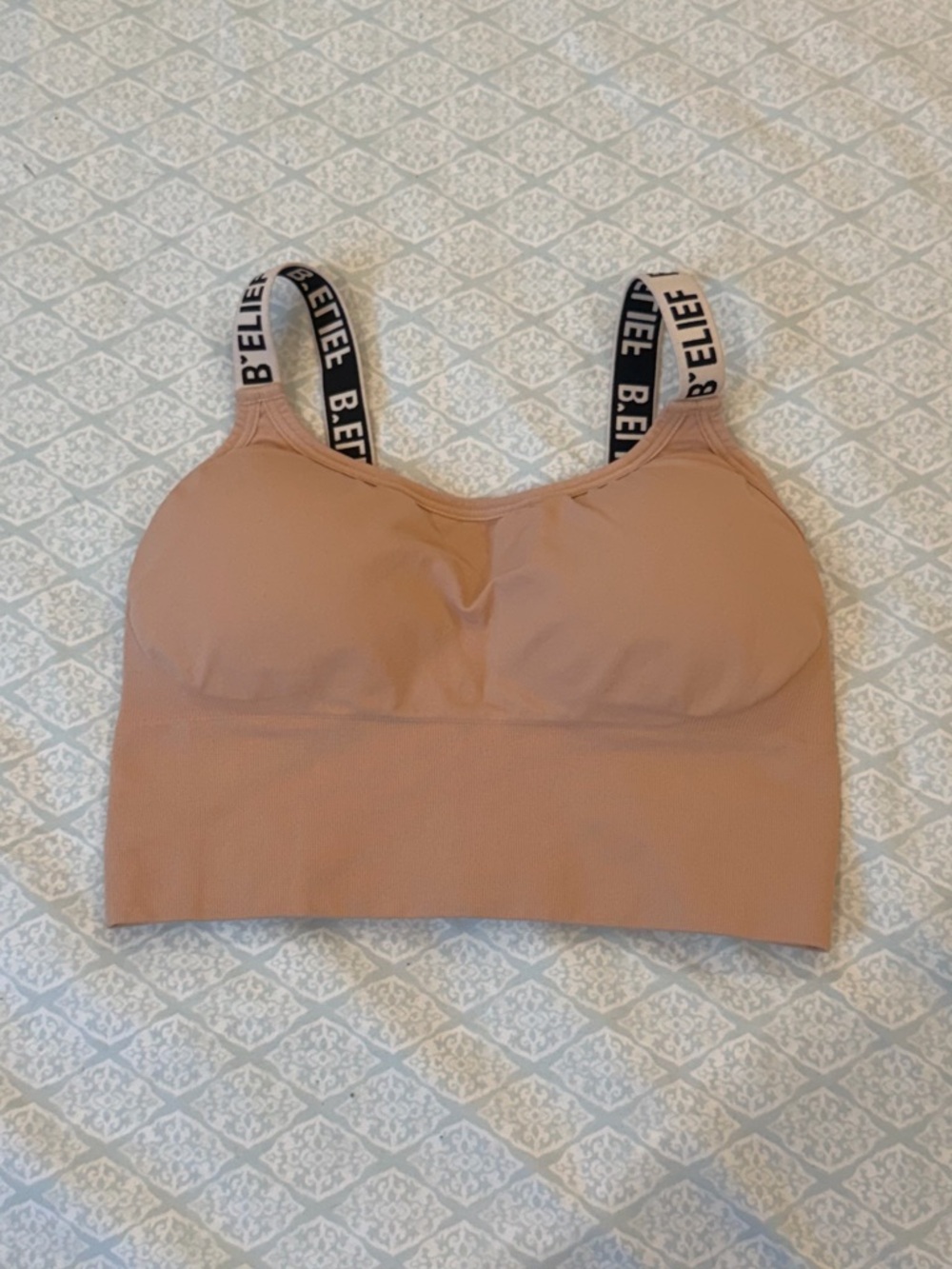 Padded Sports Bra XS – Nude/Beige Adjustable Back Closure